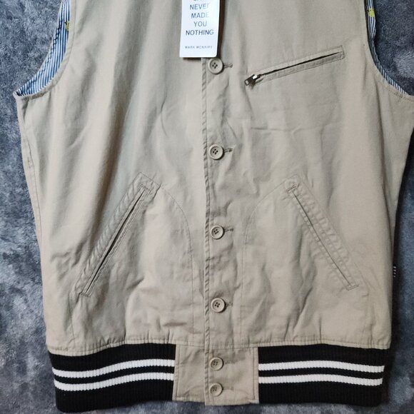NEW Five Four Mens Taupe Tan Rubber Ducks Lined Vest Button Up Jacket Size L - Picture 10 of 11